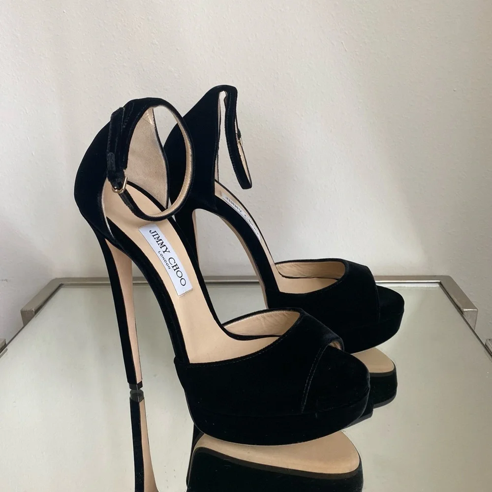 New Jimmy Choo Max 150 Black Velvet 41 $995 - Picture 4 of 17